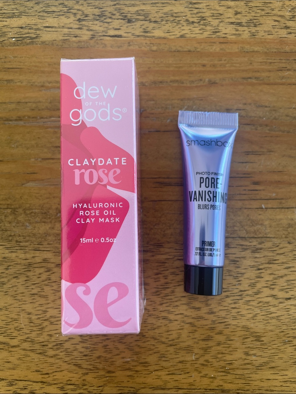 Dew of the Gods Claydate Rose Hyaluronic Rose Oil Clay Mask / Smashbox Blur Pore